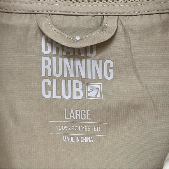 Grand Running Club GRC Mens Large Khaki Hauser Windbreaker Zip Up Jacket Hooded - Picture 5 of 9